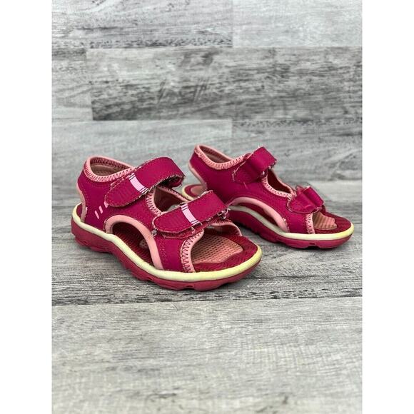 Lands End Girls Pink Sandals Size 9M with Adjustable Velcro Straps - Picture 1 of 8